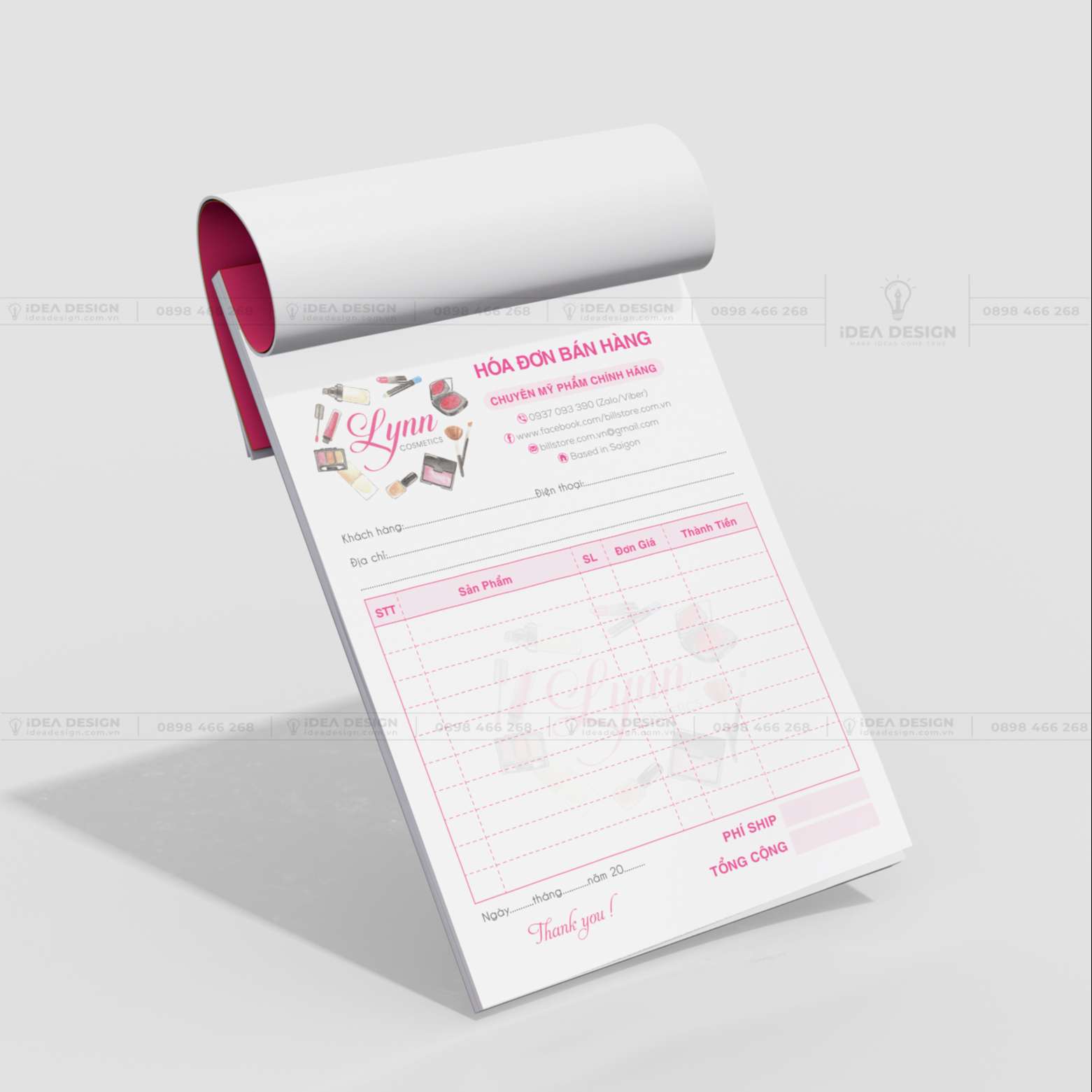 Hóa Đơn Mỹ Phẩm Màu Hồng Dễ Thương 01