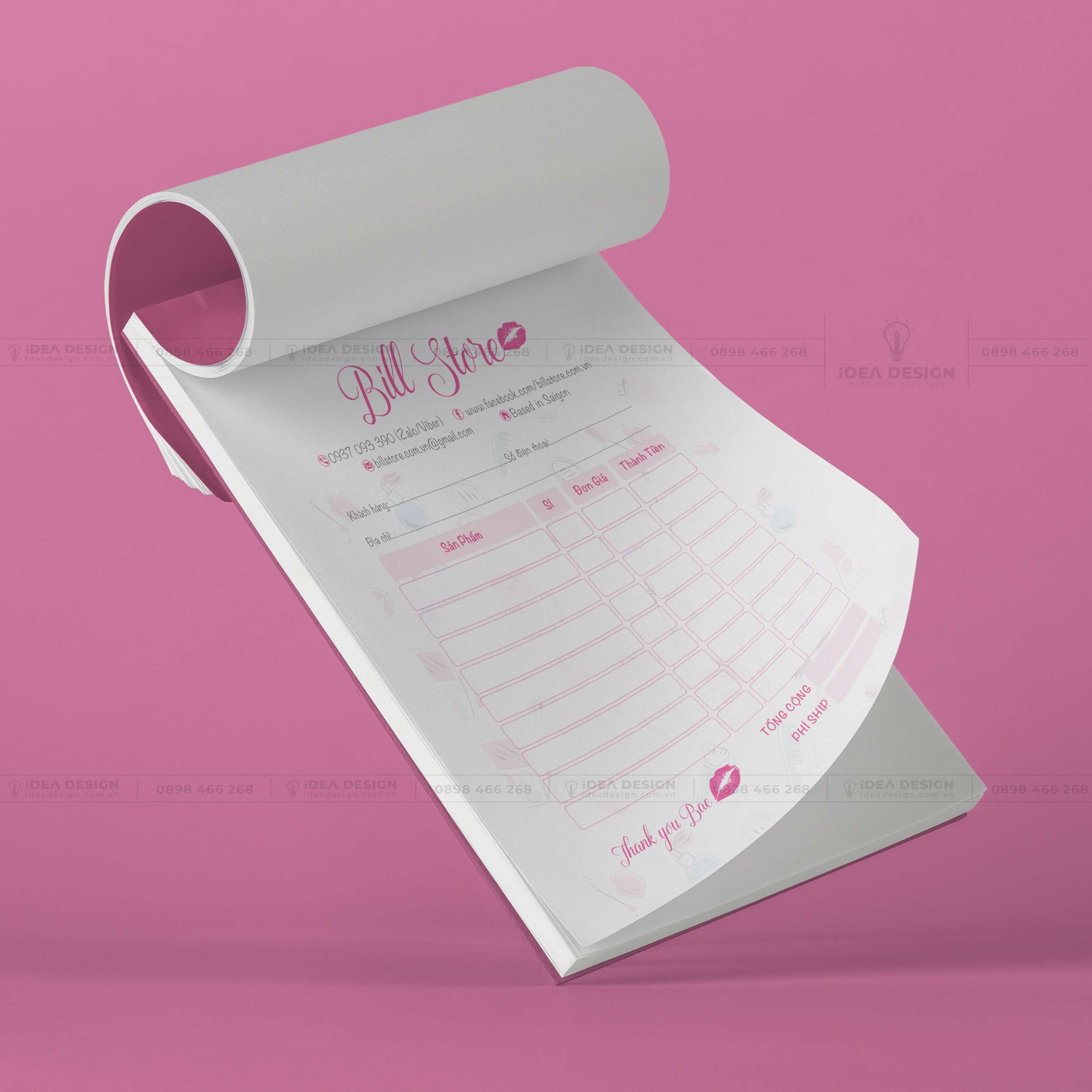 Hóa Đơn Mỹ Phẩm Màu Hồng Dễ Thương 02