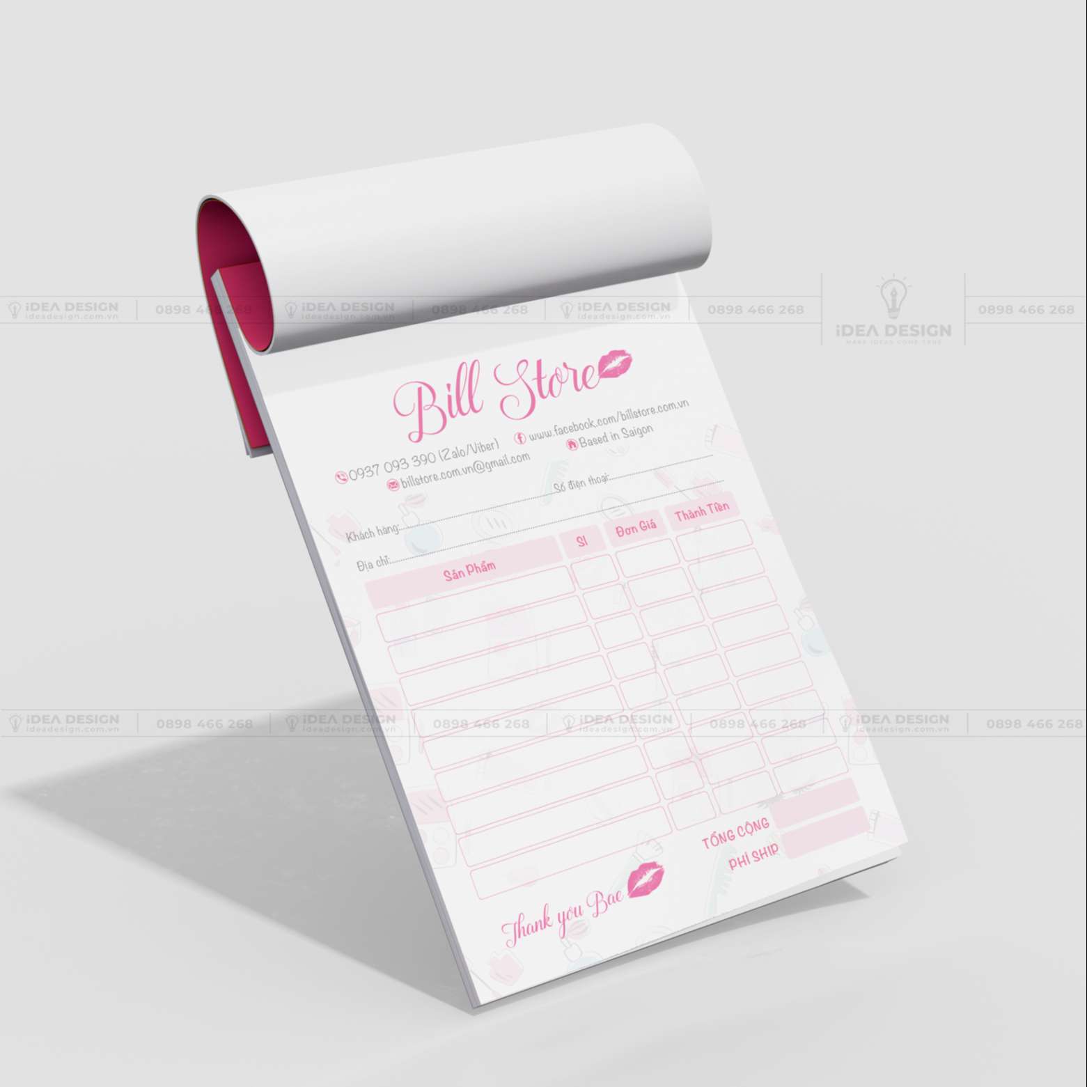 Hóa Đơn Mỹ Phẩm Màu Hồng Dễ Thương 02