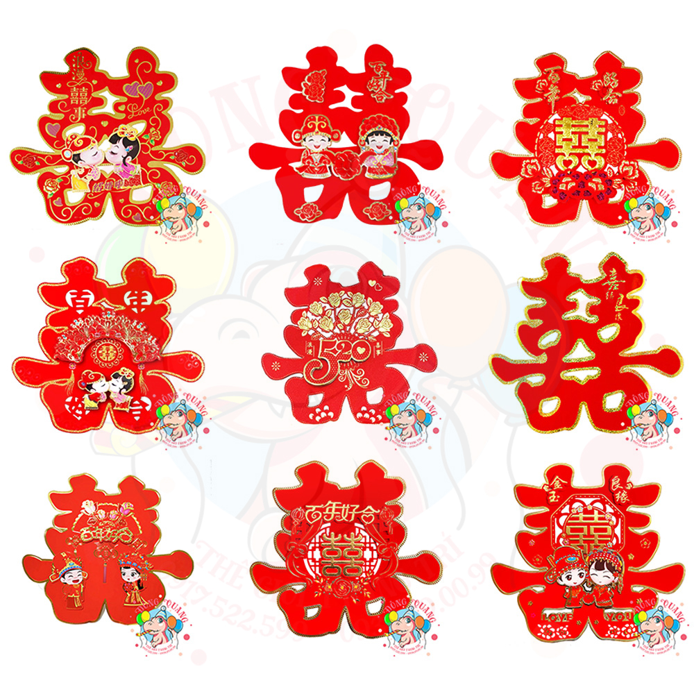Hình dán Song hỷ nhung 3D (set 2)