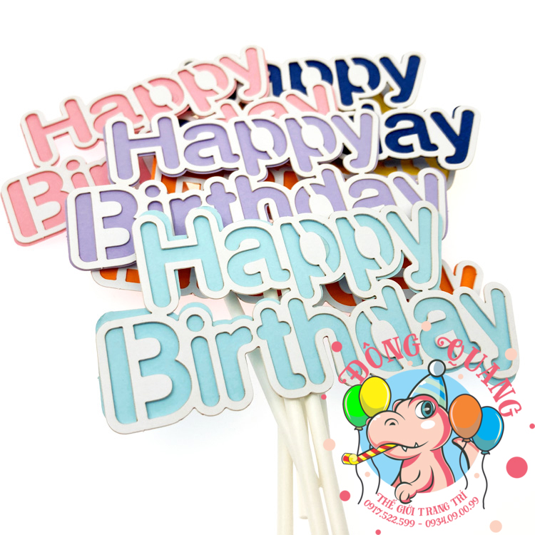 Topper bánh kem Happy Birthday 1