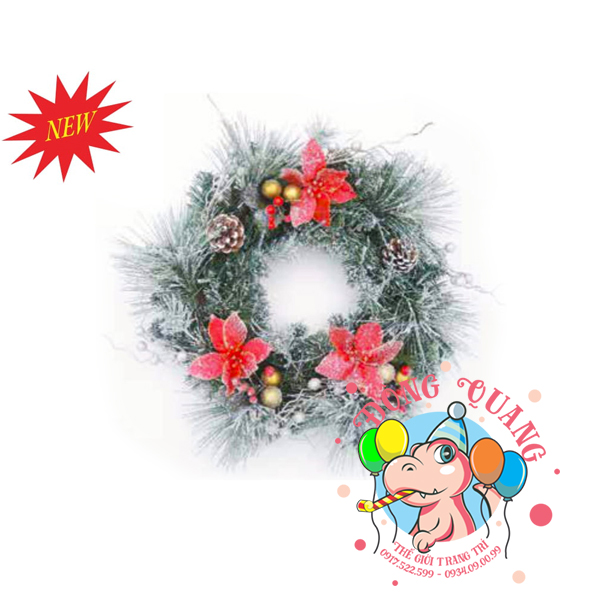 Vòng hoa 4 loại lá phủ tuyết trang trí MỚI