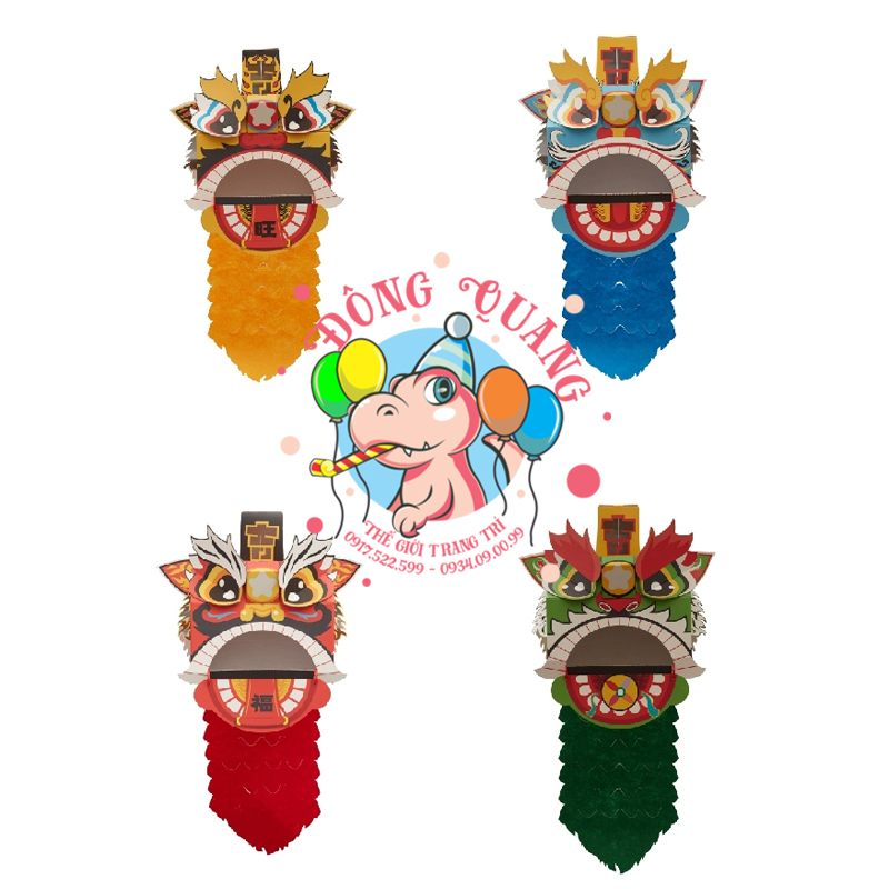 Đầu lân giấy lắp ráp thủ công (mẫu 2)