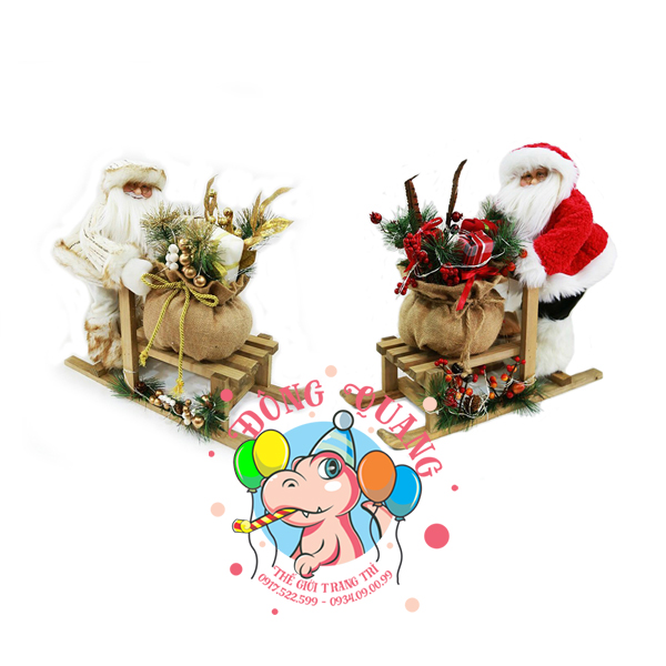 Ông già Santa đẩy xe gỗ