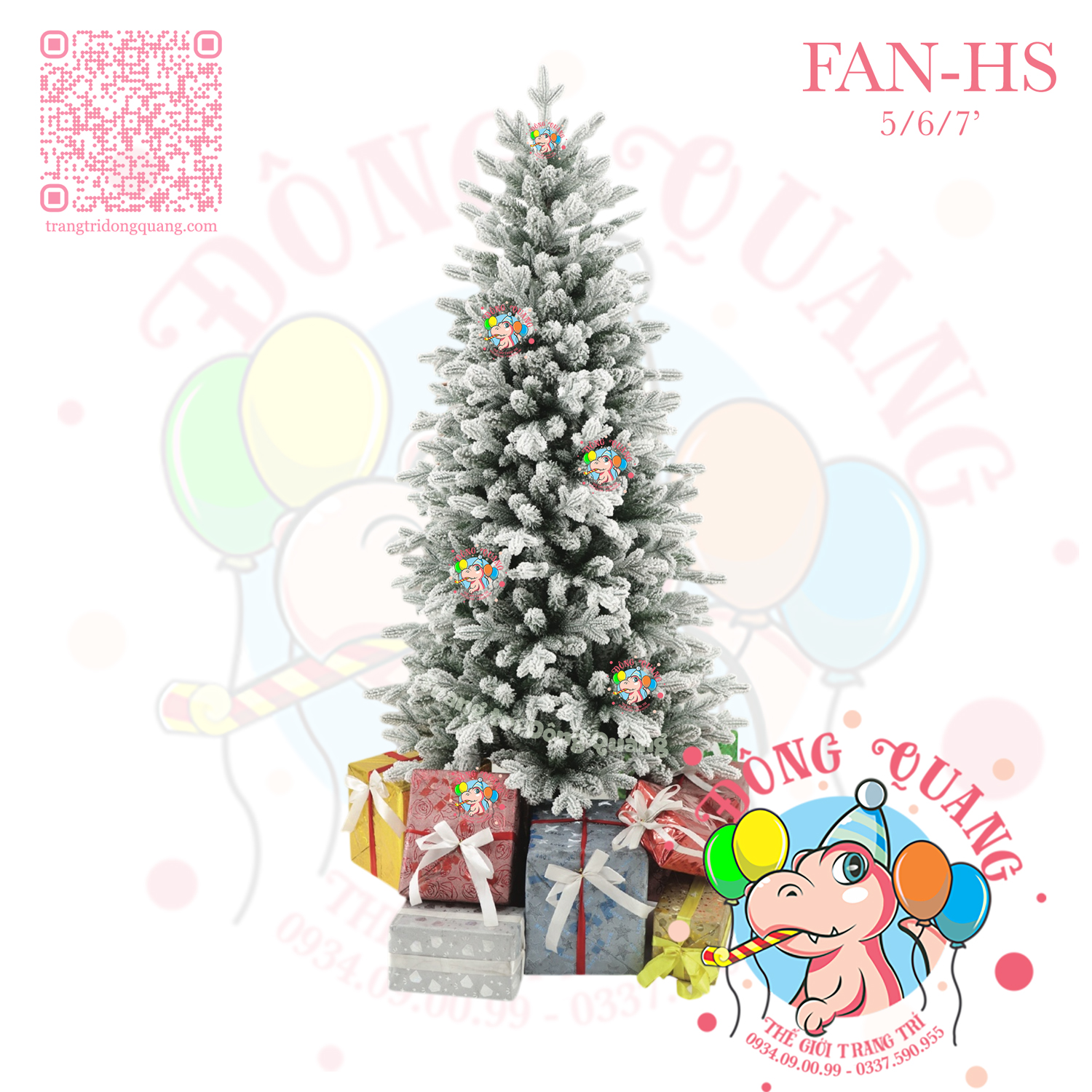 Cây thông PE, PVC FAN phủ tuyết (cành tự động xoè)