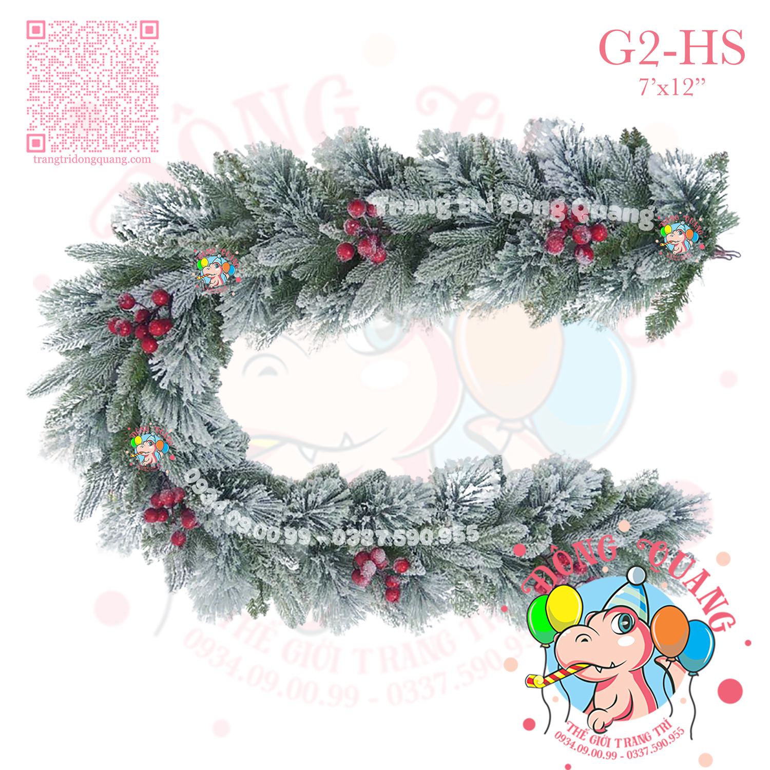 Dây trang trí 3 loại lá thông phủ tuyết