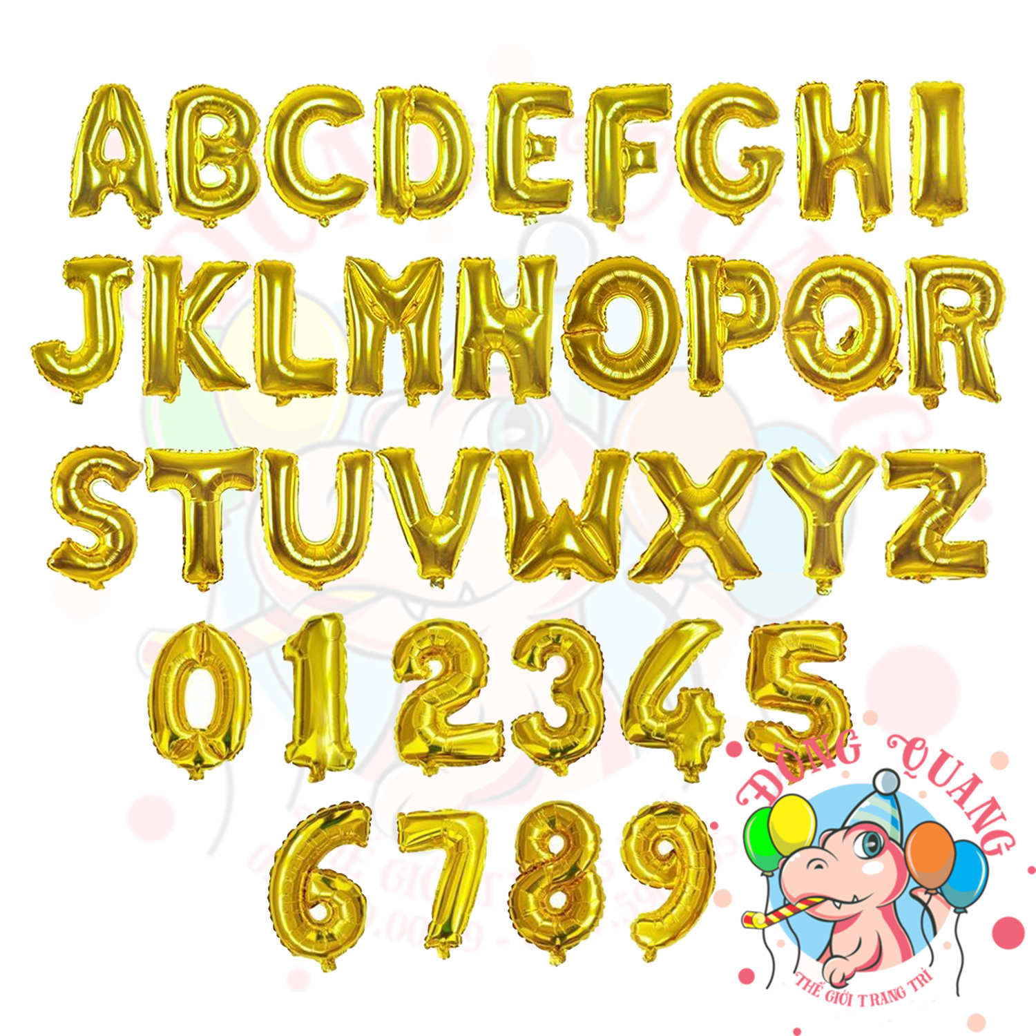 Bong bóng nhôm chữ, số (40/80/100cm) - vàng