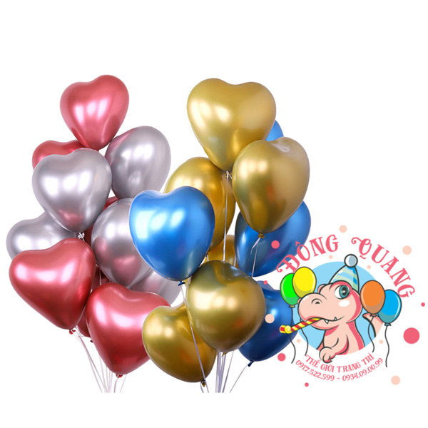 Bong bóng nhũ tim - 25cm - set 50