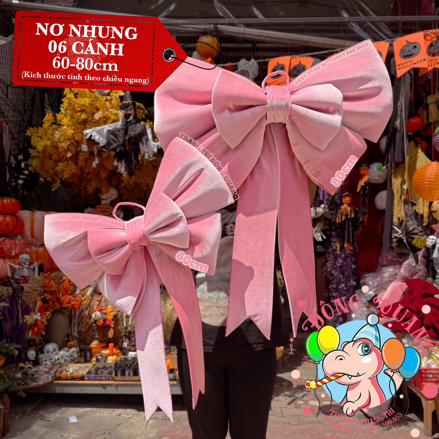 Nơ Vải Nhung Hồng (30-80cm)