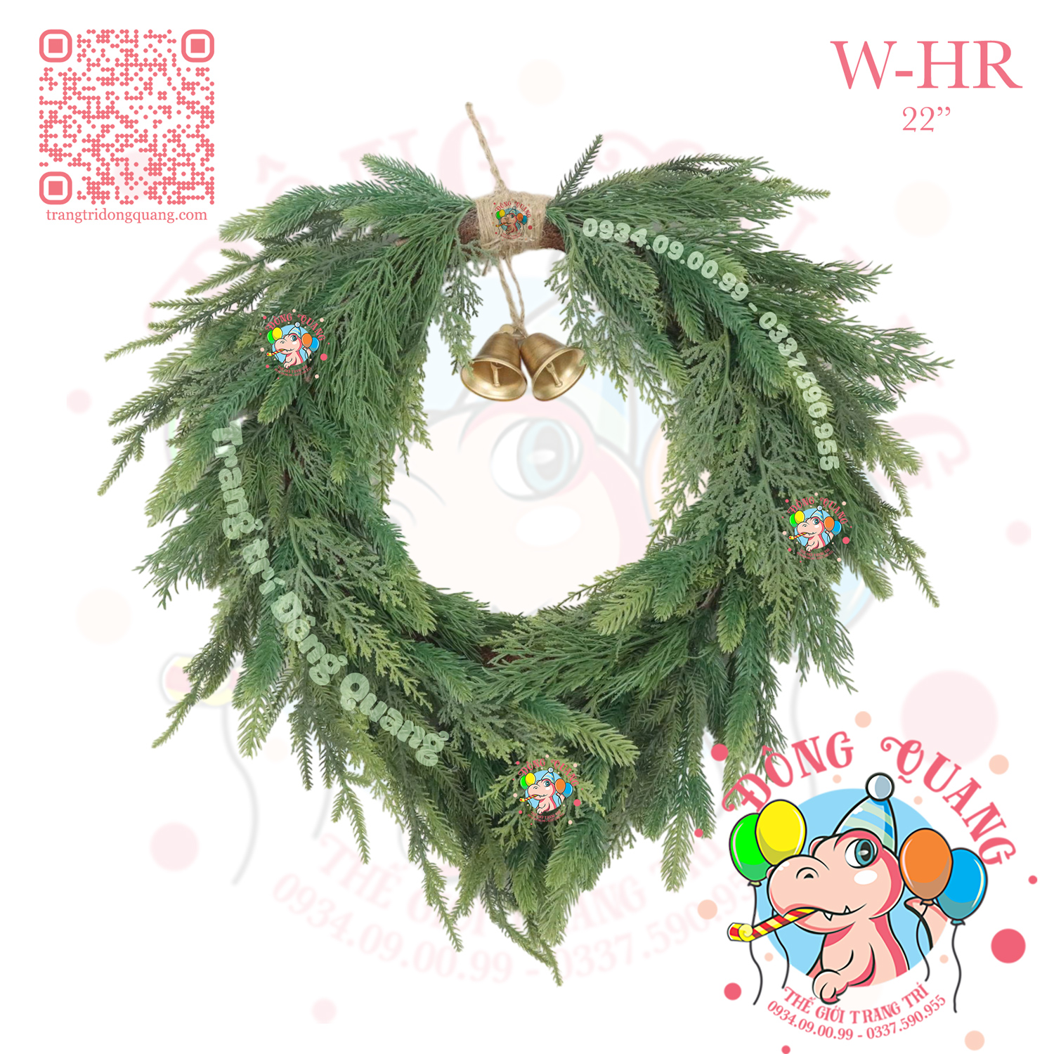 Vòng hoa lá PE gắn chuông