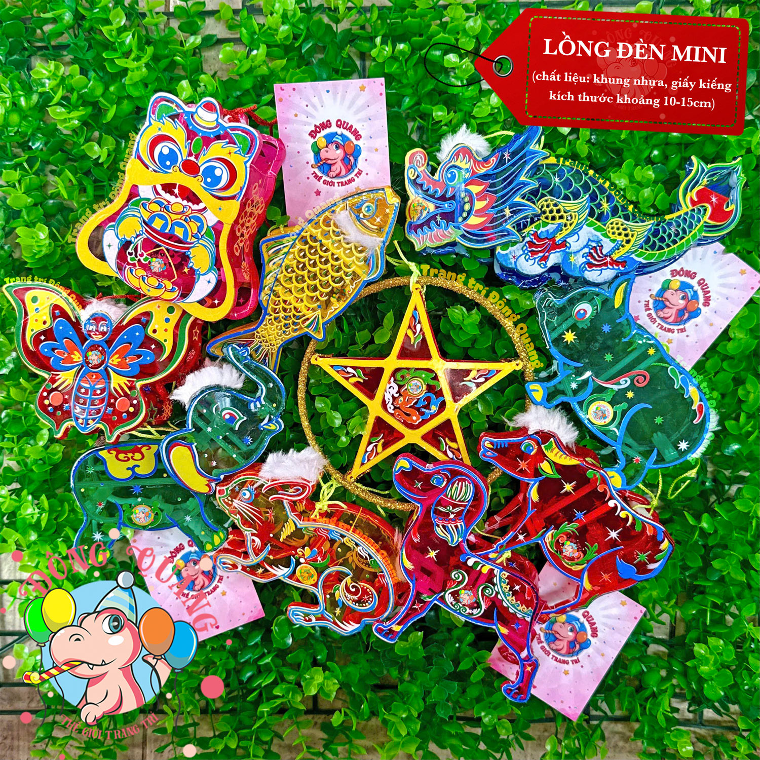 Đèn giấy kiếng khung nhựa mini loại 1 (10-15cm)