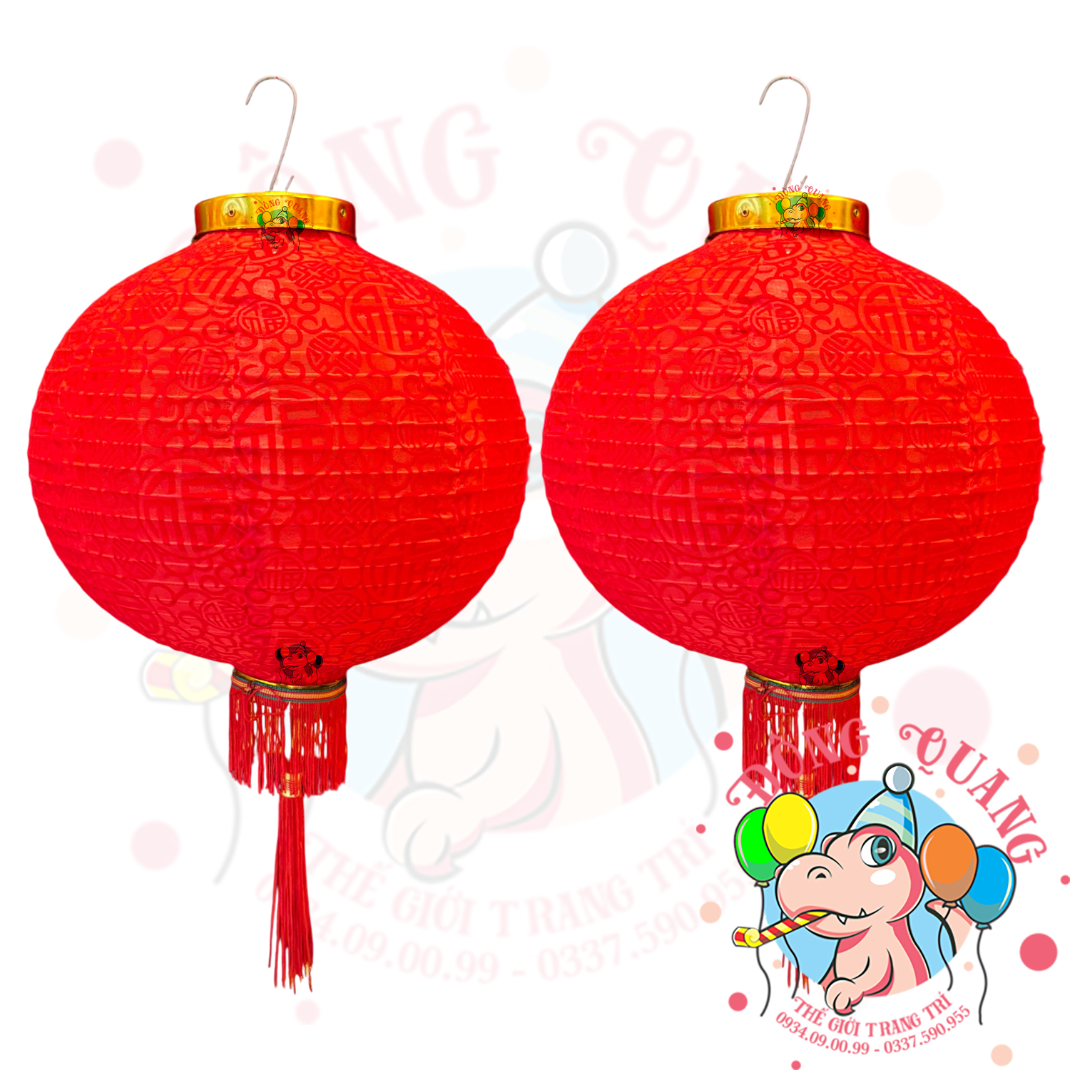 Lồng đèn nhung hoa văn ẩn (cặp)