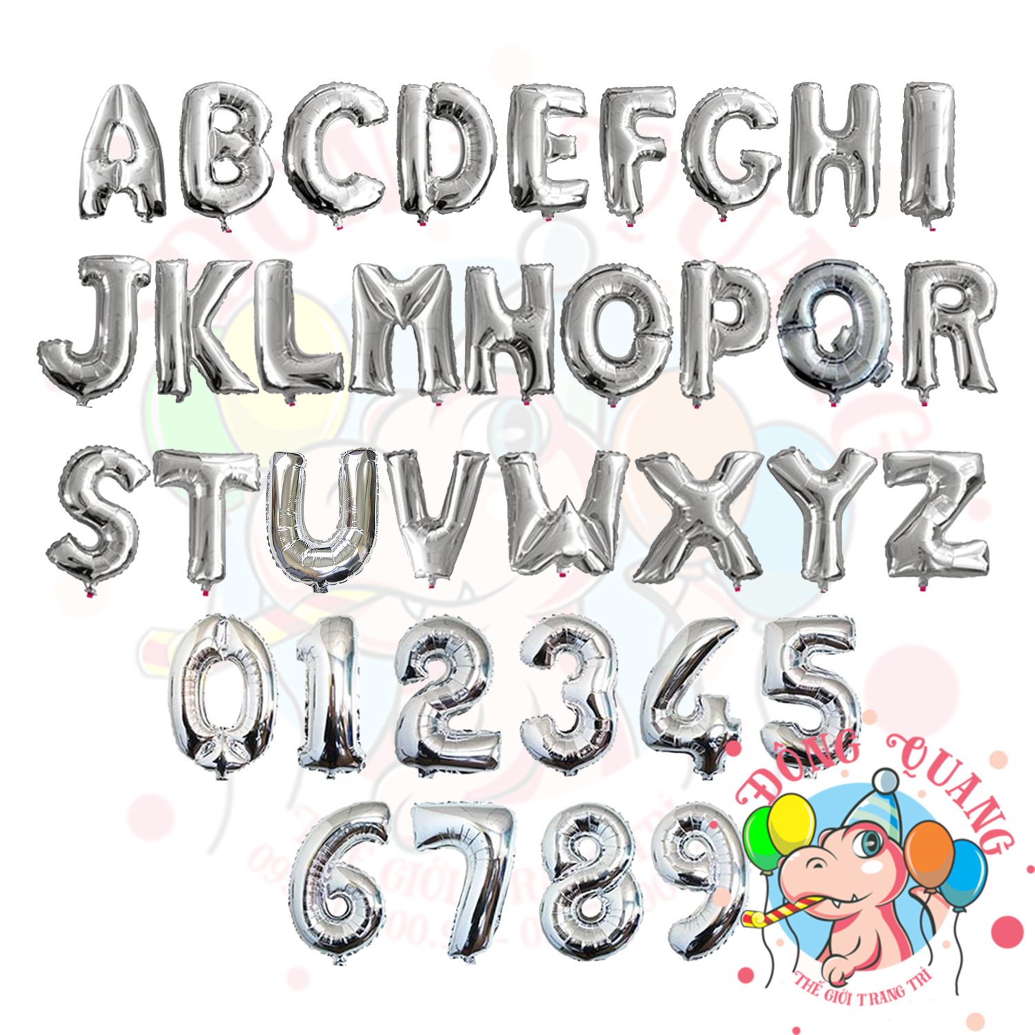 Bong bóng nhôm chữ, số (40/80/100cm) - bạc