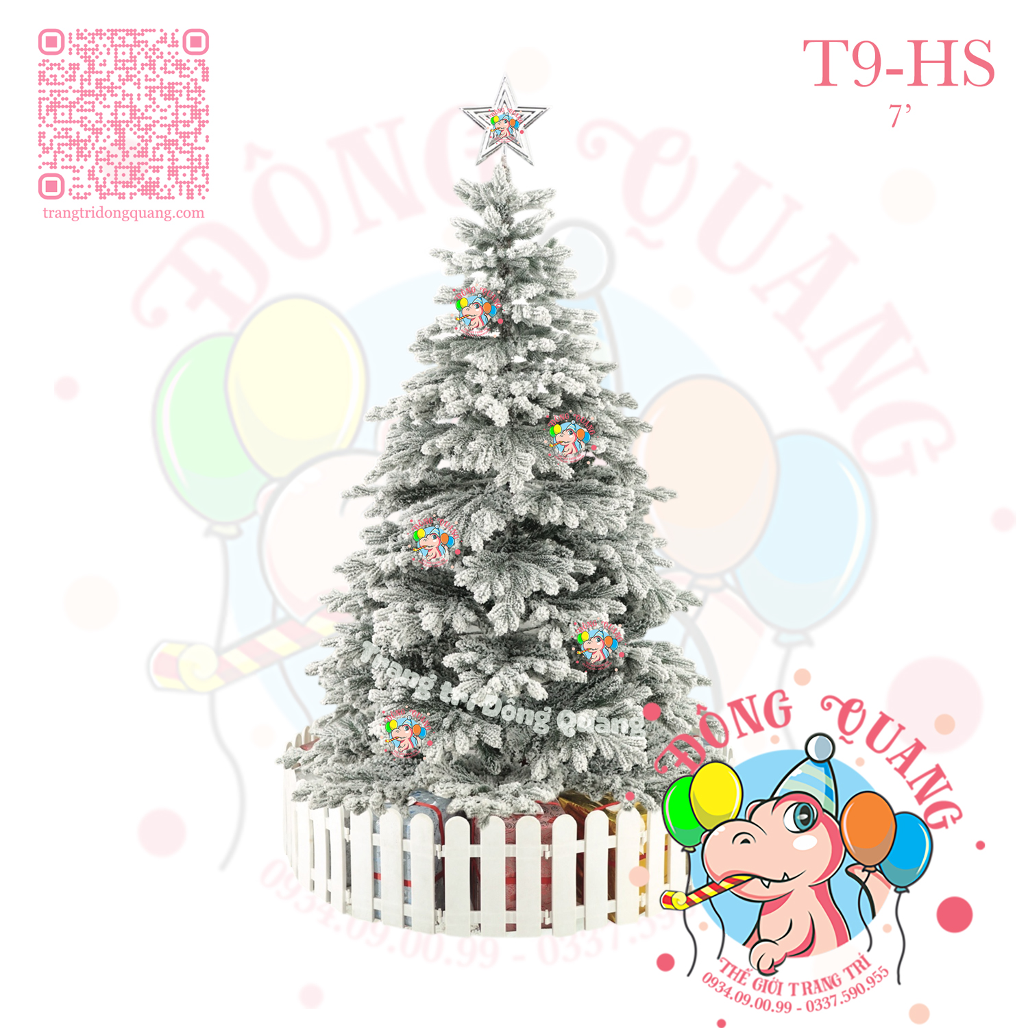 Cây thông 3 loại lá PE, PVC phủ tuyết (cành tự động xoè)