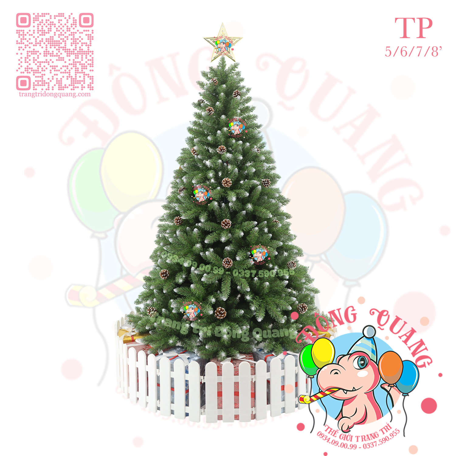 Cây thông đầu nhọn phun sơn gắn trái thông (cành treo)