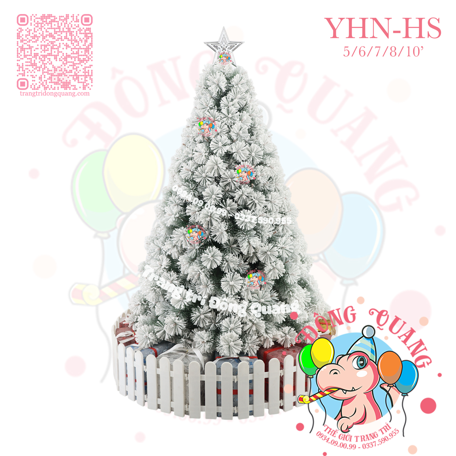 Cây thông cước đầu vàng phủ tuyết (cành tự động xoè)