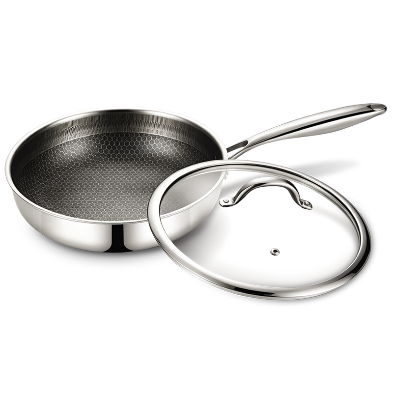 Chảo xào inox 304 cao cấp 3 lớp đáy liền ROLER RFP-1114SNS.26A ( size 26, có nắp)