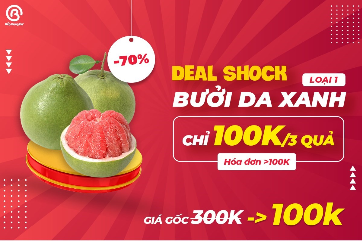 DeaI hot trở lại: Combo 3 quả bưởi da xanh Hoàng Quý chỉ 100K.