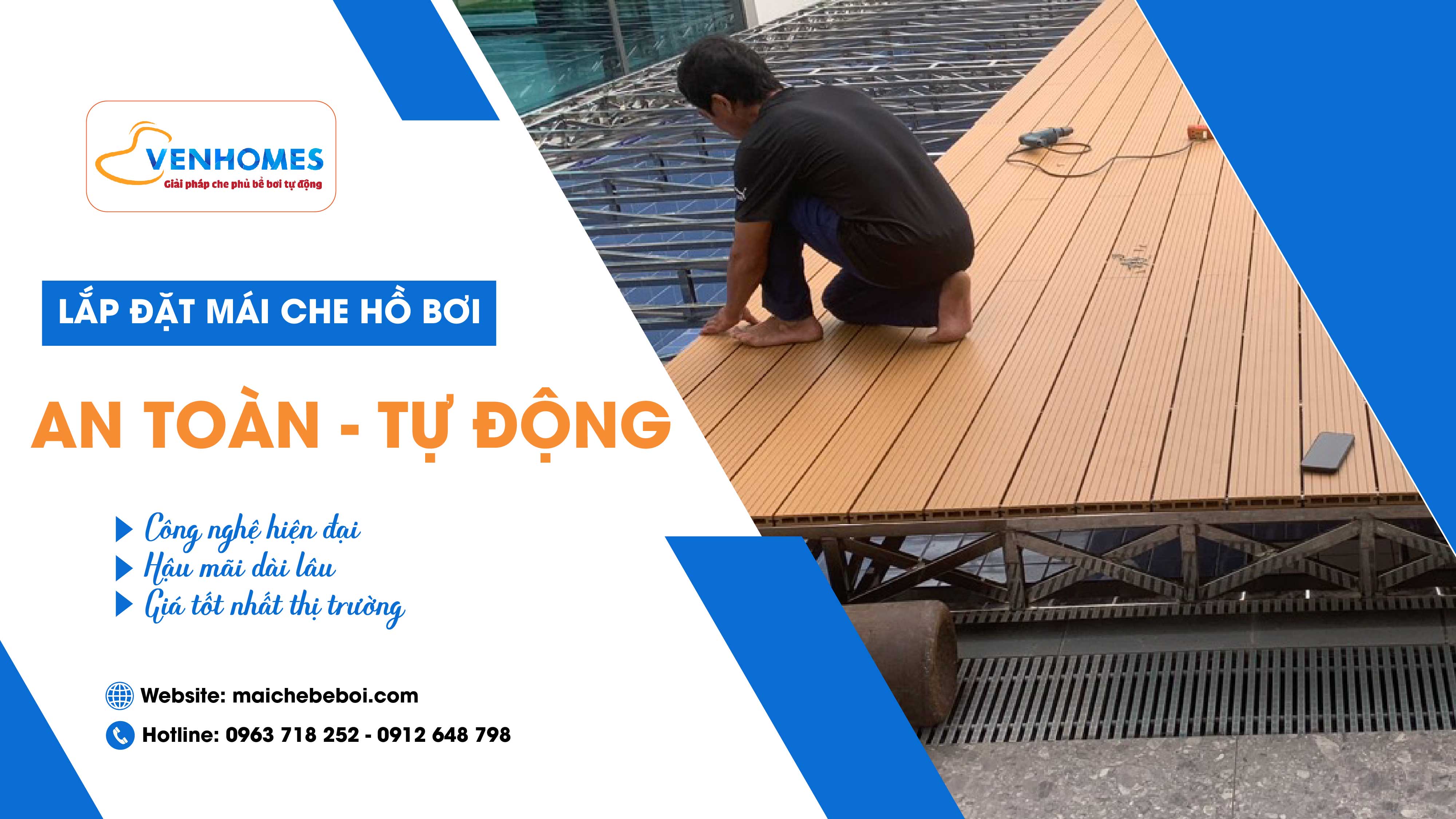 Lắp đặt mái che hồ bơi an toàn