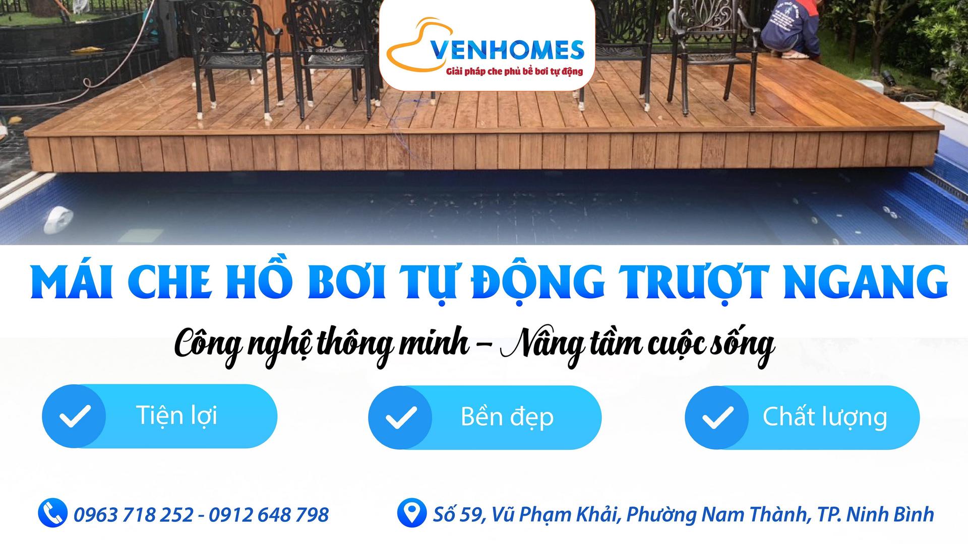VENHOMES - ĐƠN VỊ LẮP ĐẶT MÁI CHE HỒ BƠI TỰ ĐỘNG TRƯỢT NGANG UY TÍN 
