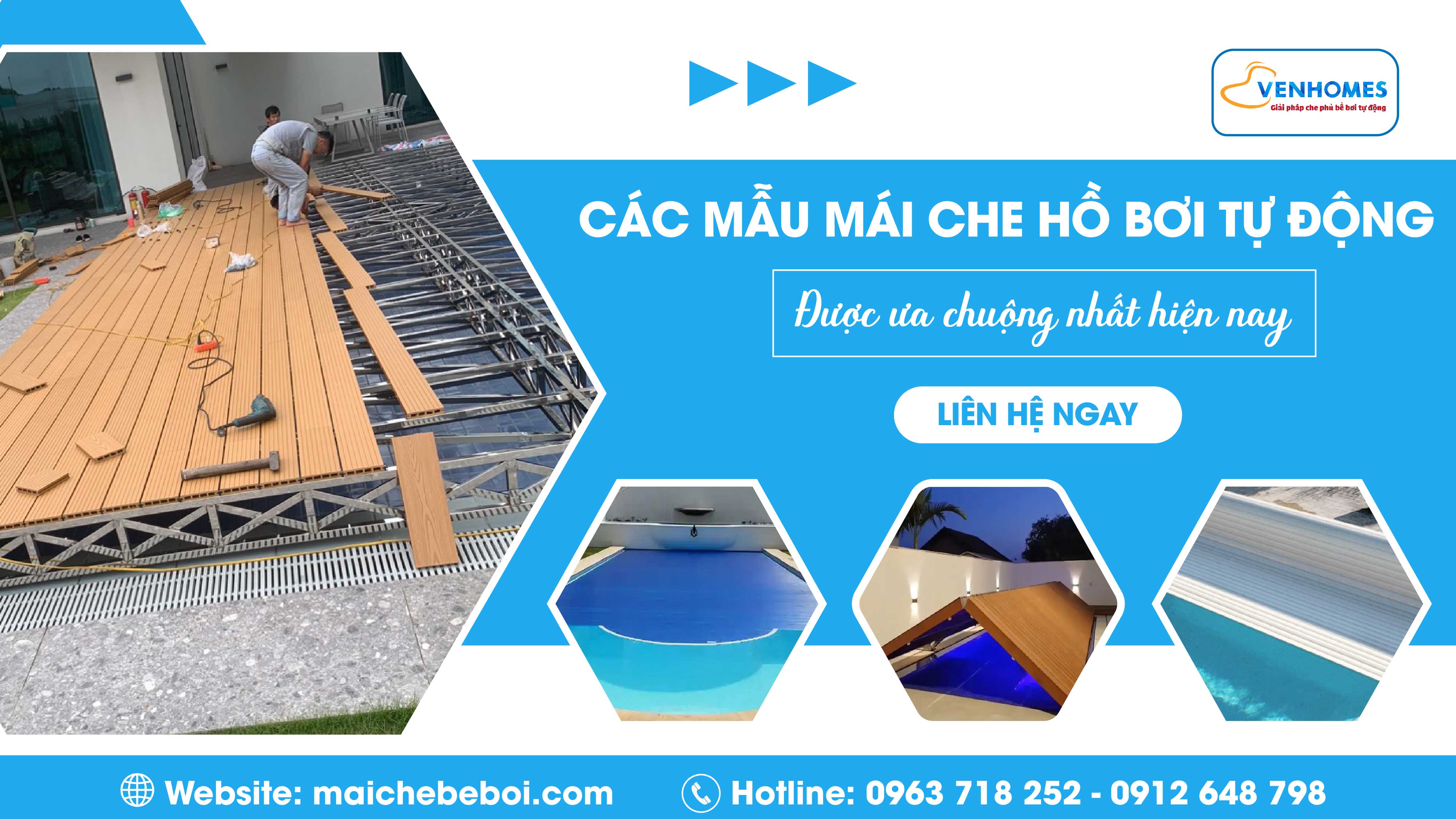 Các mẫu mái che hồ bơi tự động được ưa chuộng nhất hiện nay