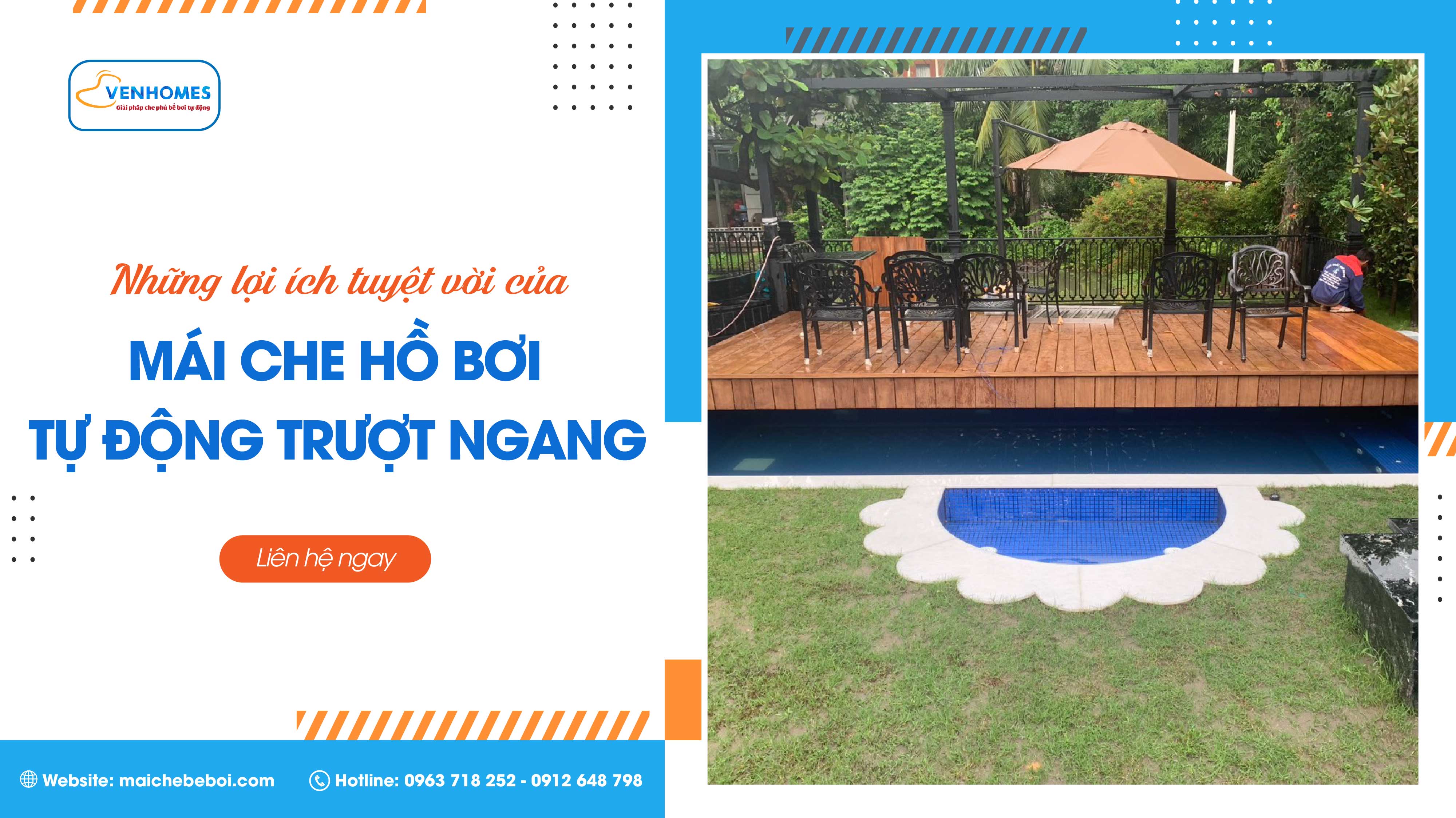 Những lợi ích của Mái che hồ bơi tự động trượt ngang