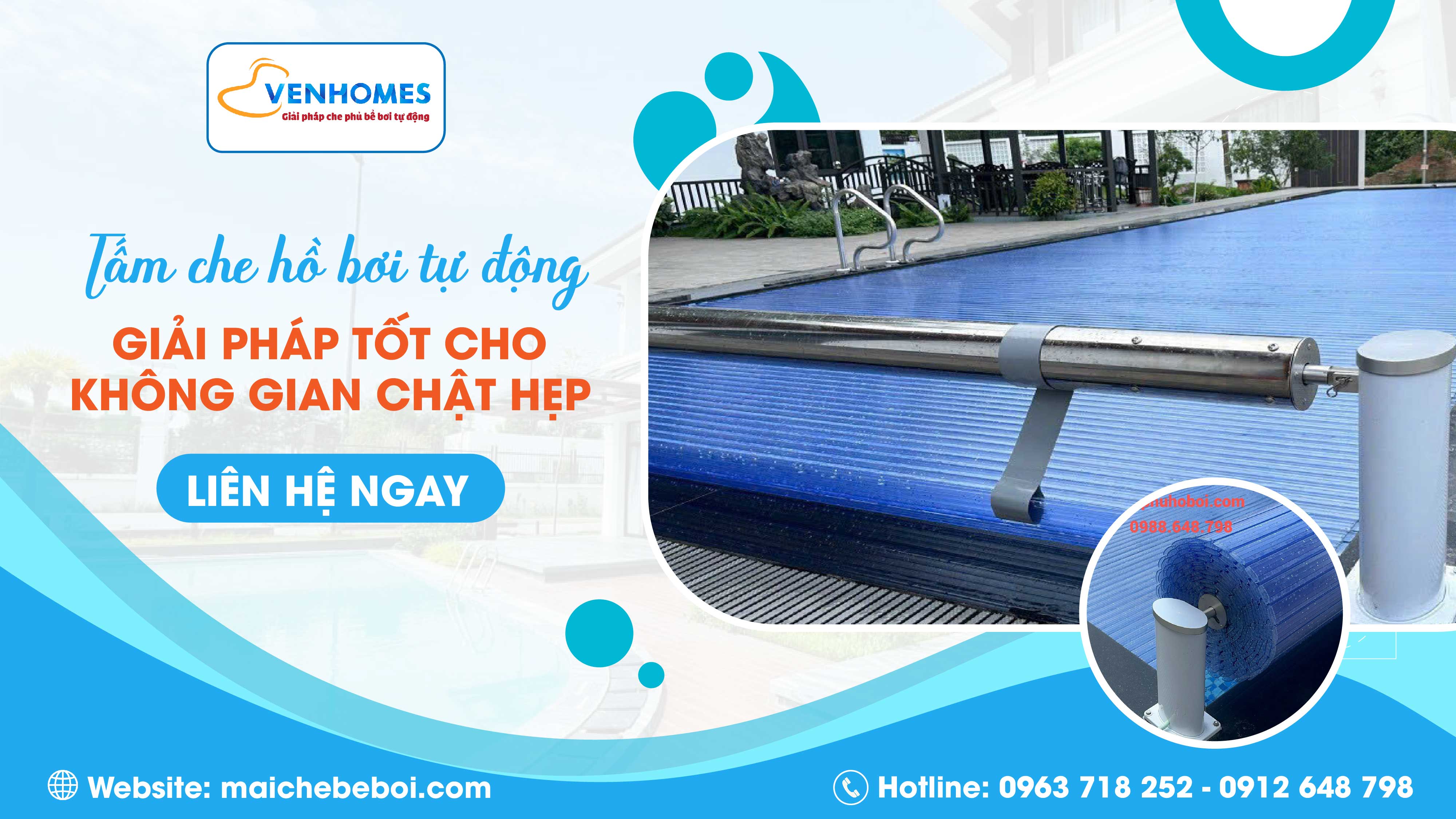 Tấm che hồ bơi tự động - Giải pháp tốt cho không gian chật hẹp