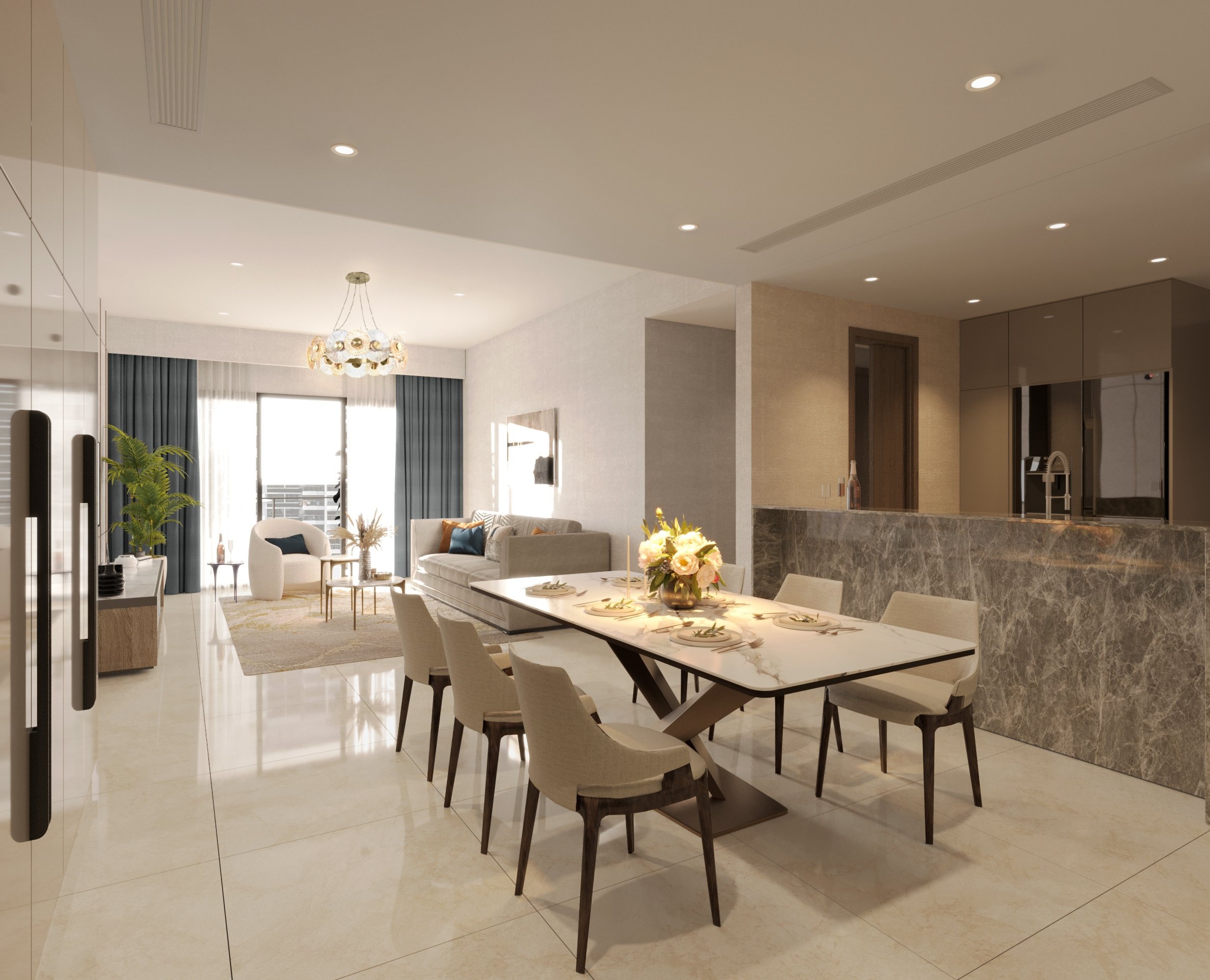 Phòng khách gói nội thất Gaudi – thiết kế sang trọng và hiện đại