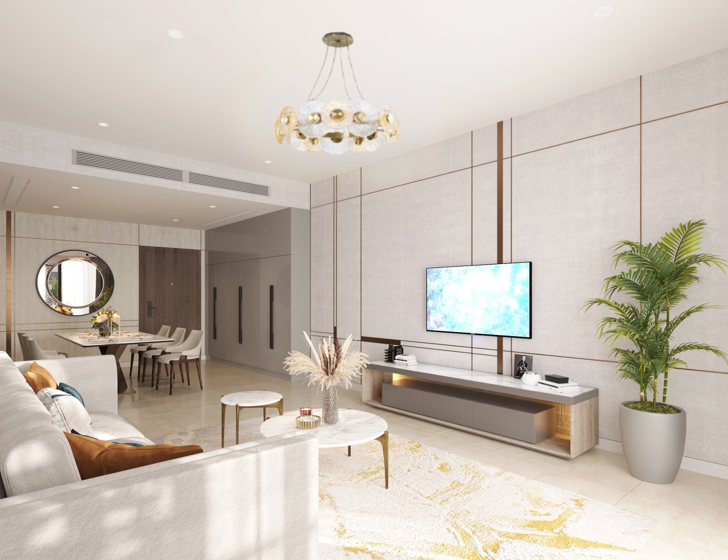 Bố trí phòng khách trong gói nội thất Gaudi – tối ưu công năng và thẩm mỹ
