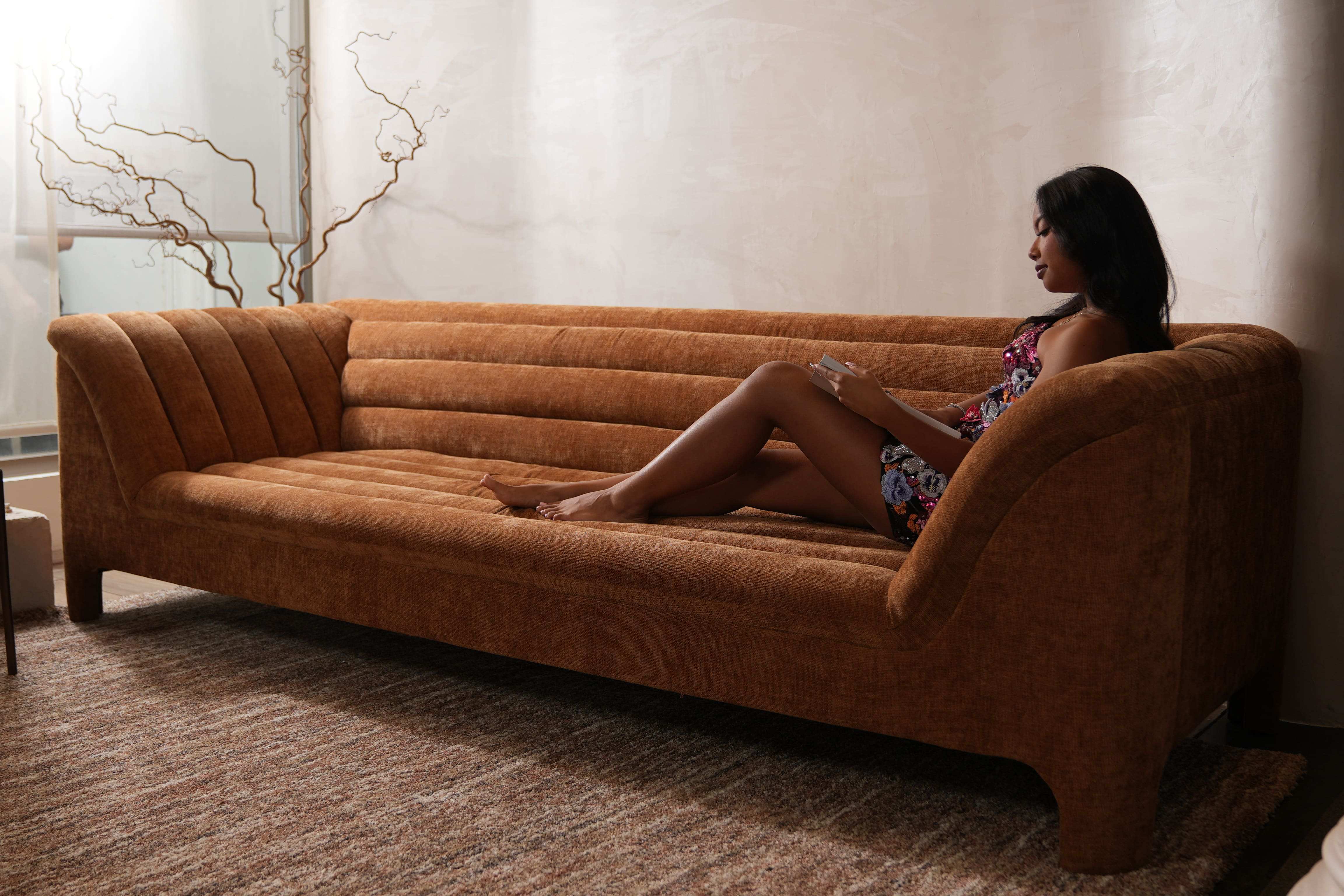 Sofa vải Caleb màu nâu