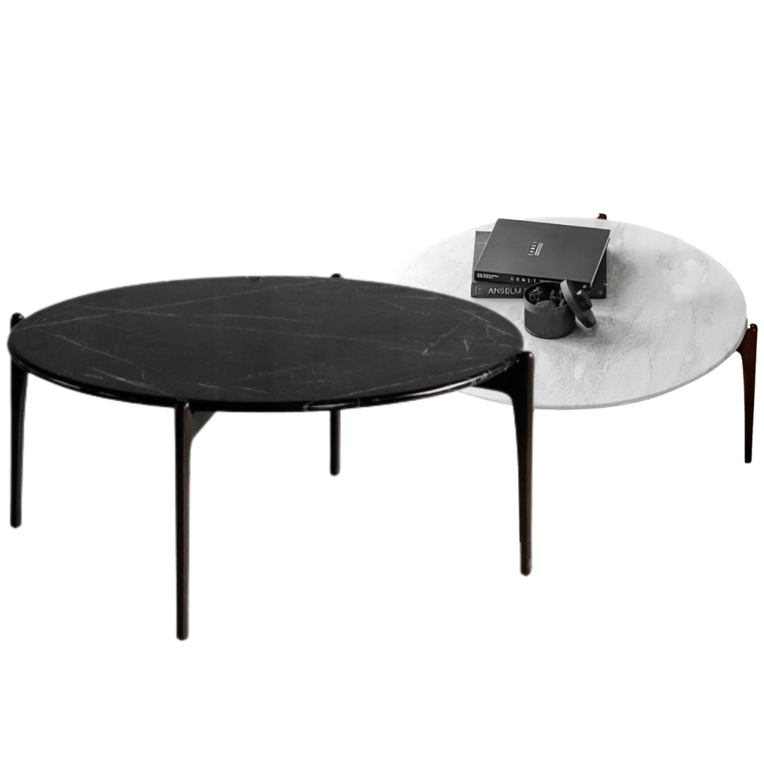 Bàn trà tròn mặt đá trắng Geo Round Coffee Table