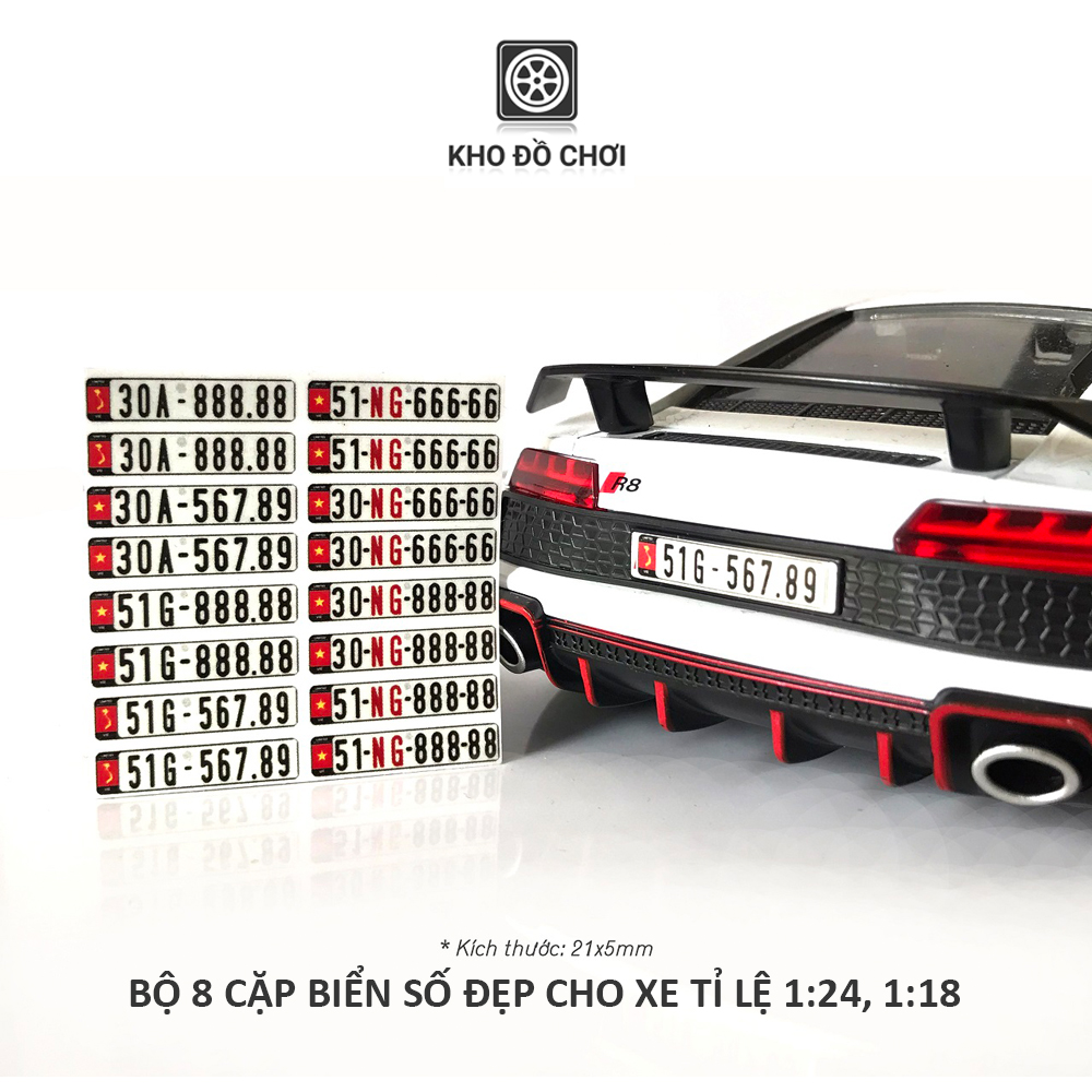 Bộ 8 cặp biển VIP cho mô hình xe hơi tỉ lệ 1:18 và 1:24