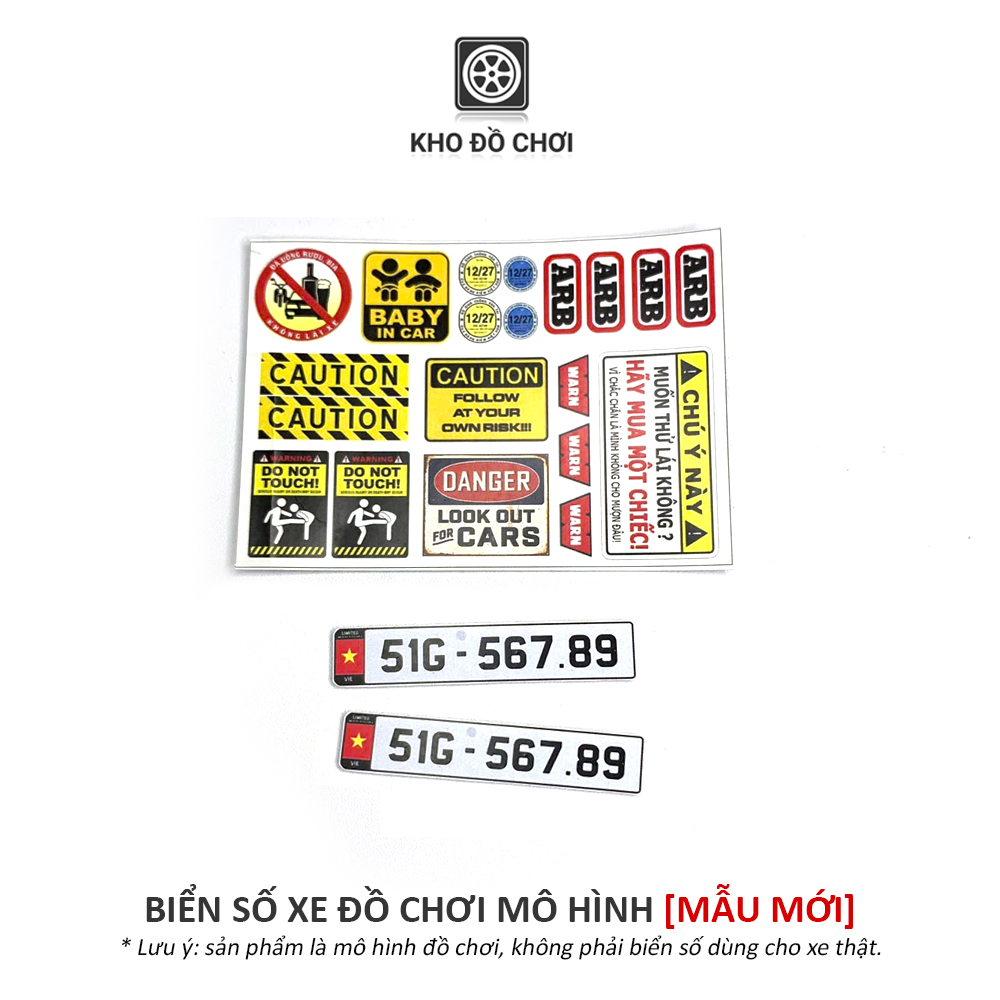 Biển số xe đồ chơi mô hình tỉ lệ 1:16, 1:12, 1:10 (Mẫu mới)