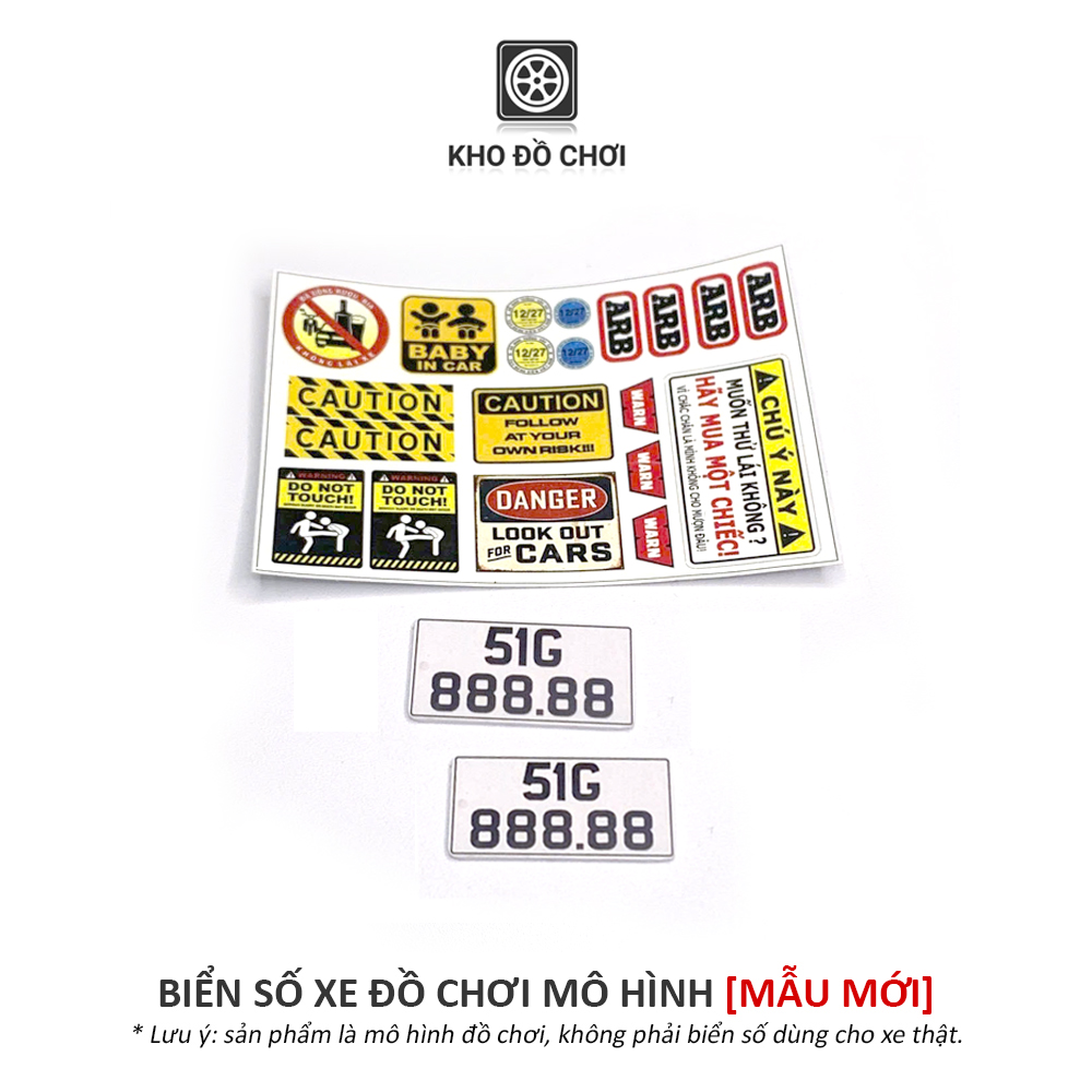 Biển số xe đồ chơi mô hình tỉ lệ 1:16, 1:12, 1:10 (Mẫu mới)
