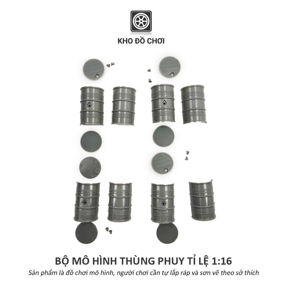 Bộ 4 chiếc mô hình thùng phuy 200L tỉ lệ 1:16 - German Military Fuel Drums