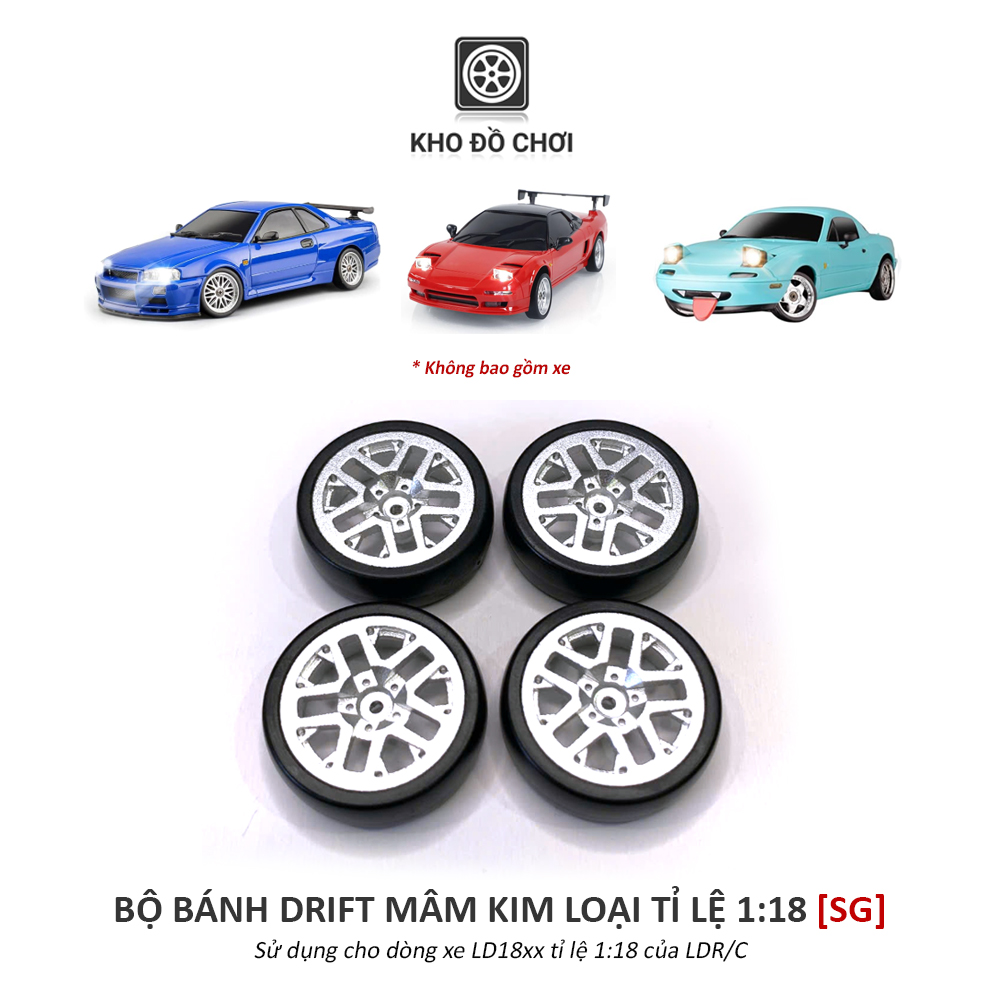 Bộ 4 chiếc bánh Drift mâm kim loại lắp cho xe LD1899 tỉ lệ 1:18