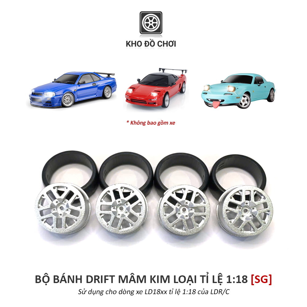 Bộ 4 chiếc bánh Drift mâm kim loại lắp cho xe LD1899 tỉ lệ 1:18