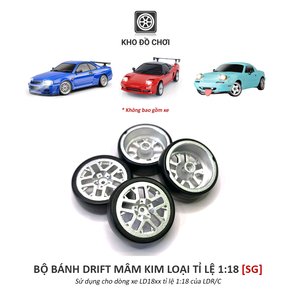 Bộ 4 chiếc bánh Drift mâm kim loại lắp cho xe LD1899 tỉ lệ 1:18