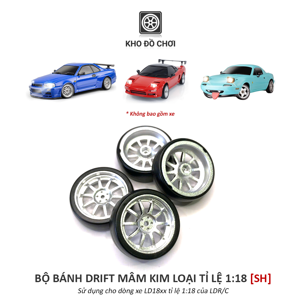 Bộ 4 chiếc bánh Drift mâm kim loại lắp cho xe LD1899 tỉ lệ 1:18