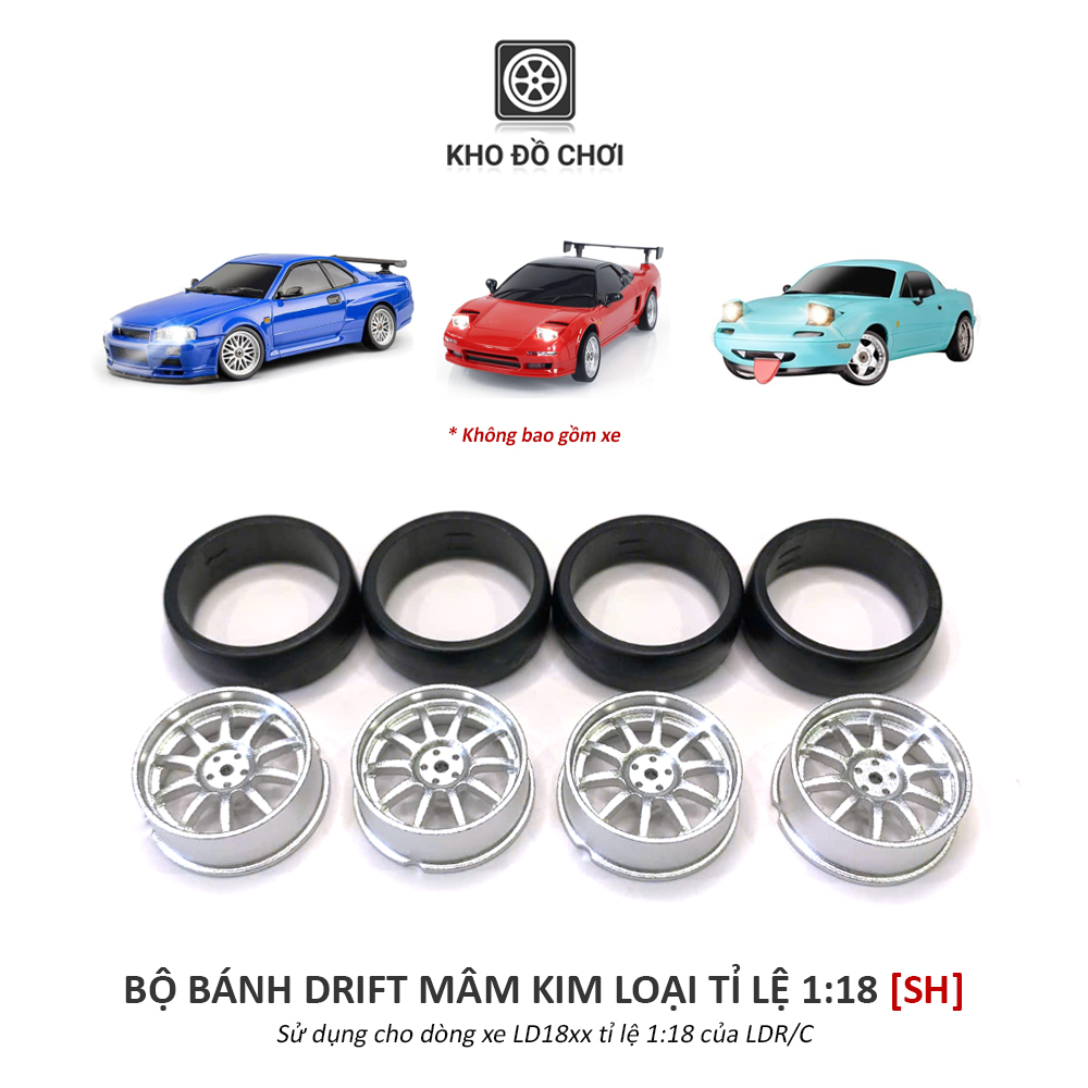 Bộ 4 chiếc bánh Drift mâm kim loại lắp cho xe LD1899 tỉ lệ 1:18