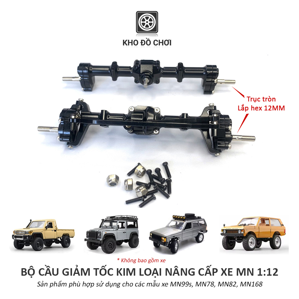 Bộ cầu giảm tốc full kim loại không visai nâng cấp xe MN78, MN82, MN99s, MN168 tỉ lệ 1:12