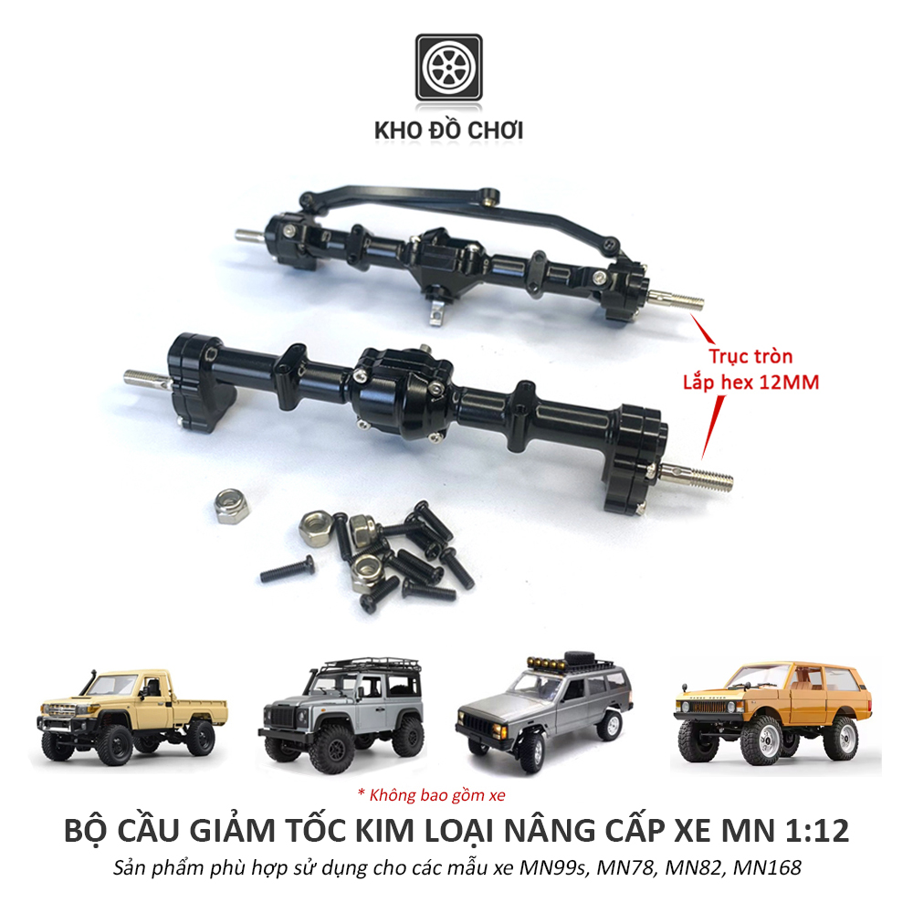 Bộ cầu giảm tốc full kim loại không visai nâng cấp xe MN78, MN82, MN99s, MN168 tỉ lệ 1:12
