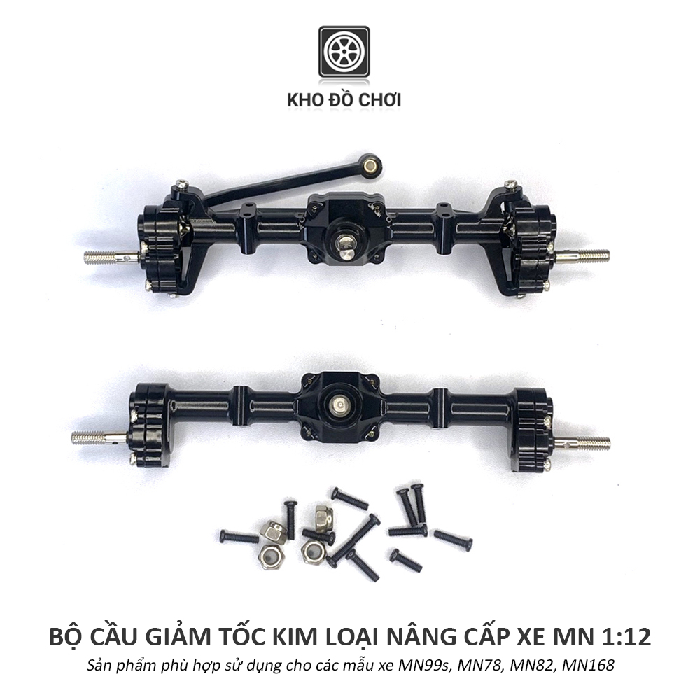 Bộ cầu giảm tốc full kim loại không visai nâng cấp xe MN78, MN82, MN99s, MN168 tỉ lệ 1:12