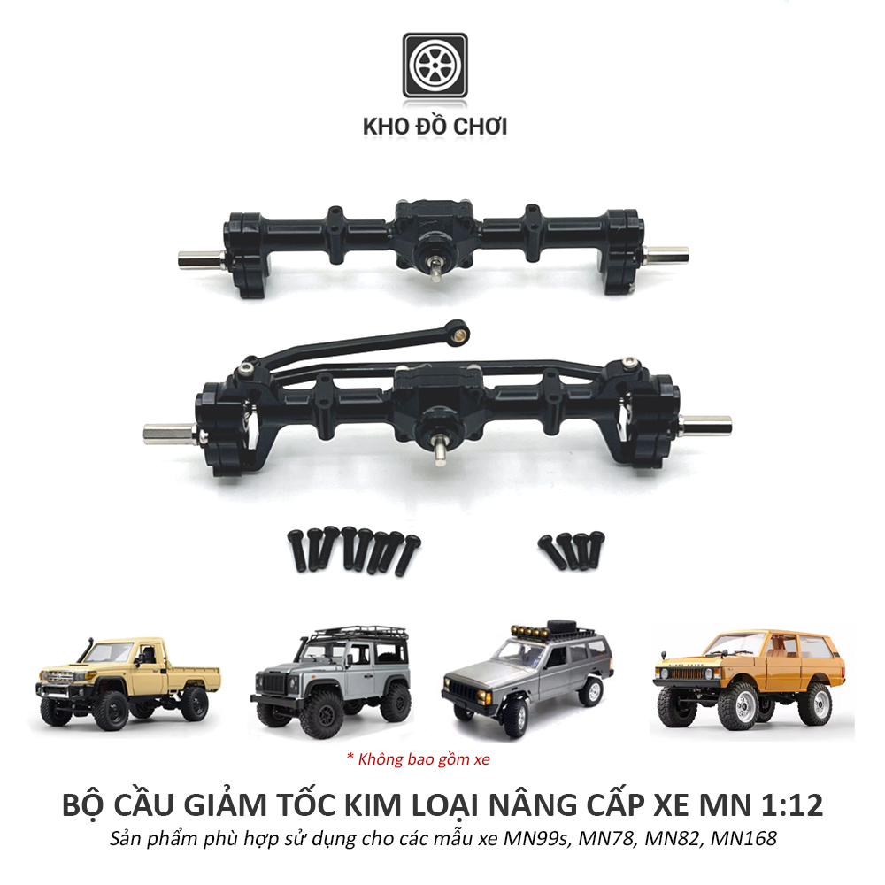 Bộ cầu giảm tốc full kim loại không visai nâng cấp xe MN78, MN82, MN99s, MN168 tỉ lệ 1:12