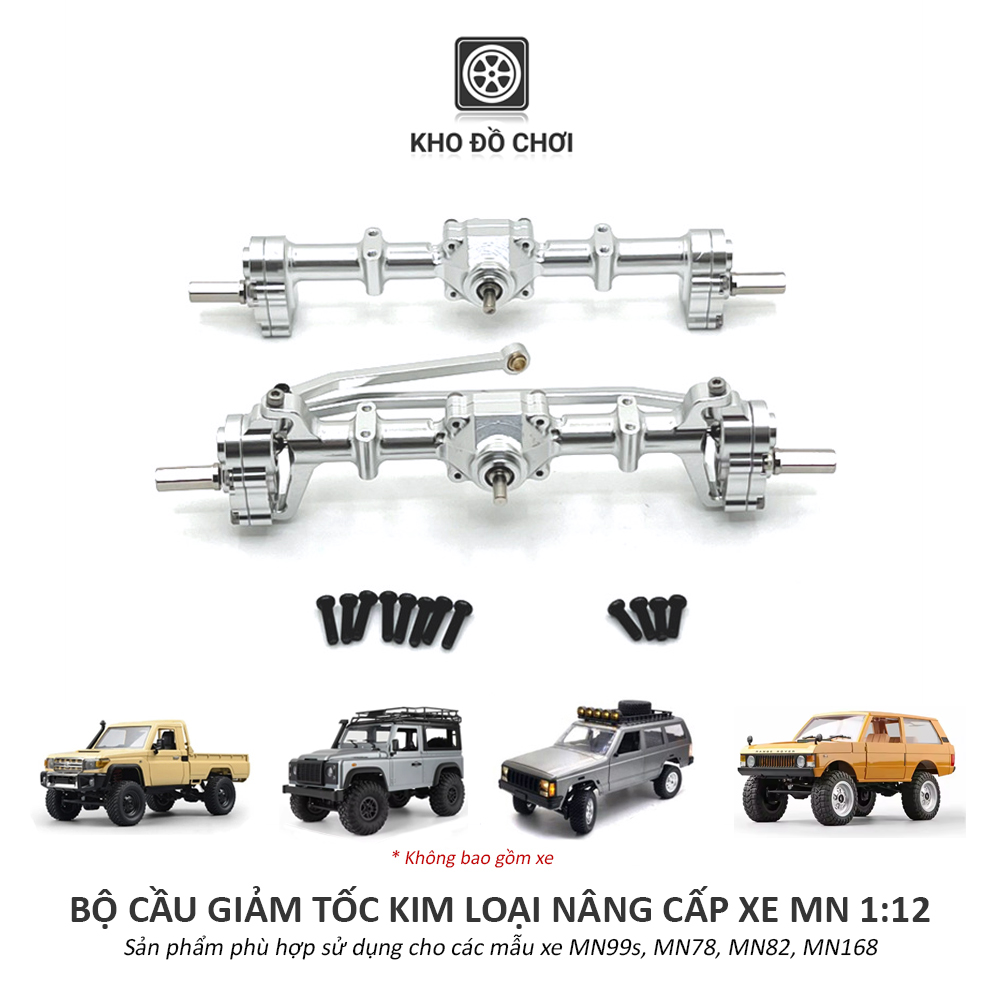 Bộ cầu giảm tốc full kim loại không visai nâng cấp xe MN78, MN82, MN99s, MN168 tỉ lệ 1:12