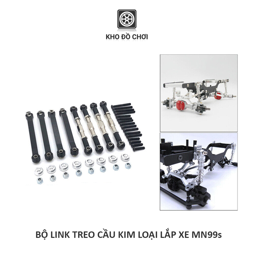 Bộ 8 thanh link treo cầu kim loại lắp xe MN99s, D90, D91 tỉ lệ 1:12