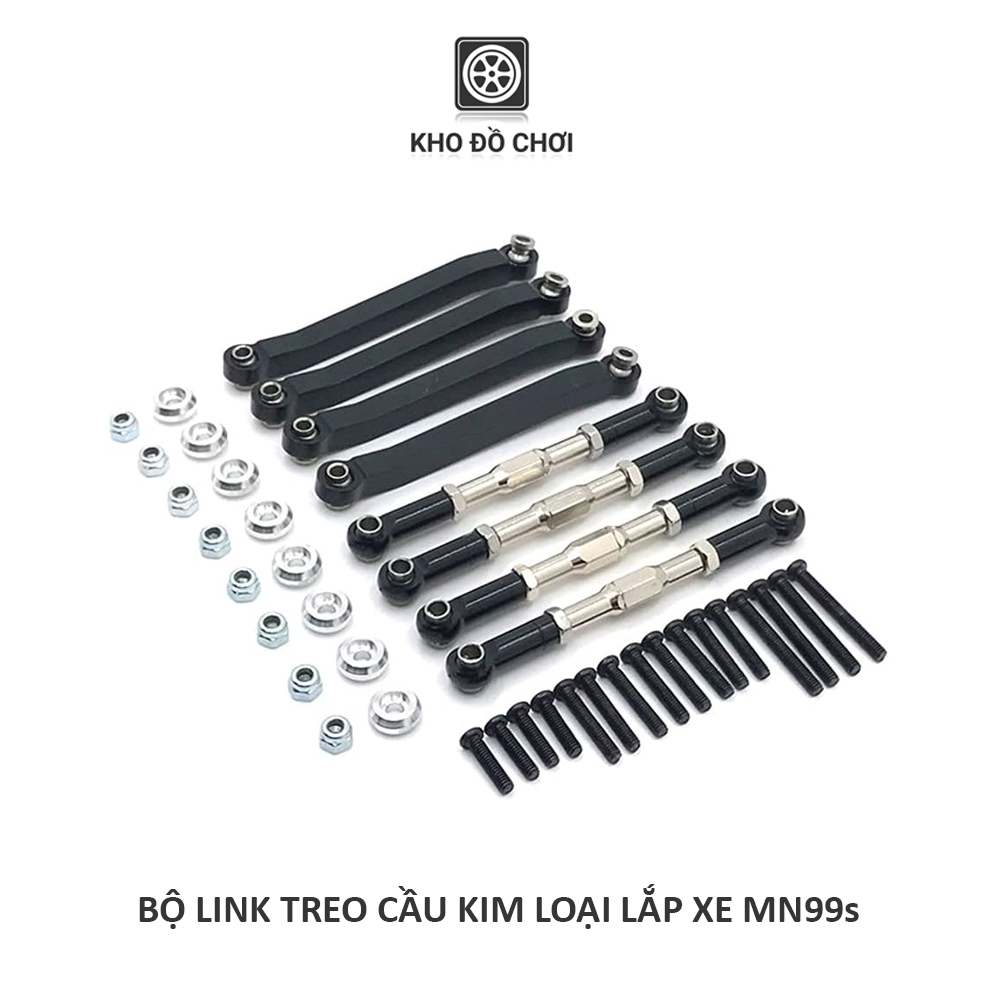 Bộ 8 thanh link treo cầu kim loại lắp xe MN99s, D90, D91 tỉ lệ 1:12
