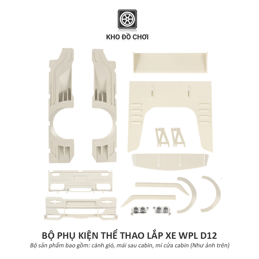 Bộ phụ kiện cánh gió thể thao lắp xe WPL D12 tỉ lệ 1:10 (Drift Racing Car)