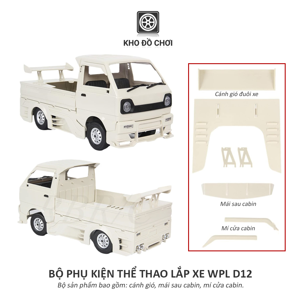 Bộ phụ kiện cánh gió thể thao lắp xe WPL D12 tỉ lệ 1:10 (Drift Racing Car)