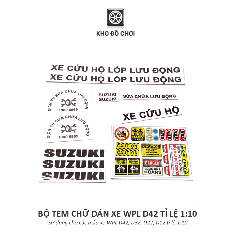 Bộ tem chữ XE CỨU HỘ, XE THƯ BÁO dán xe WPL 42, D32, D22, D12 tỉ lệ 1:10